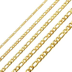 Figaro Chain Necklace Stainless Steel Real Gold