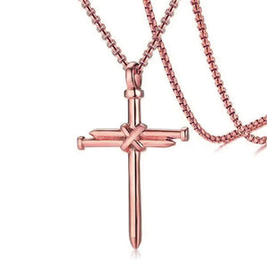 Steel Gold Black Color Fashion Mens Iron Nail Cross Pendant Necklace