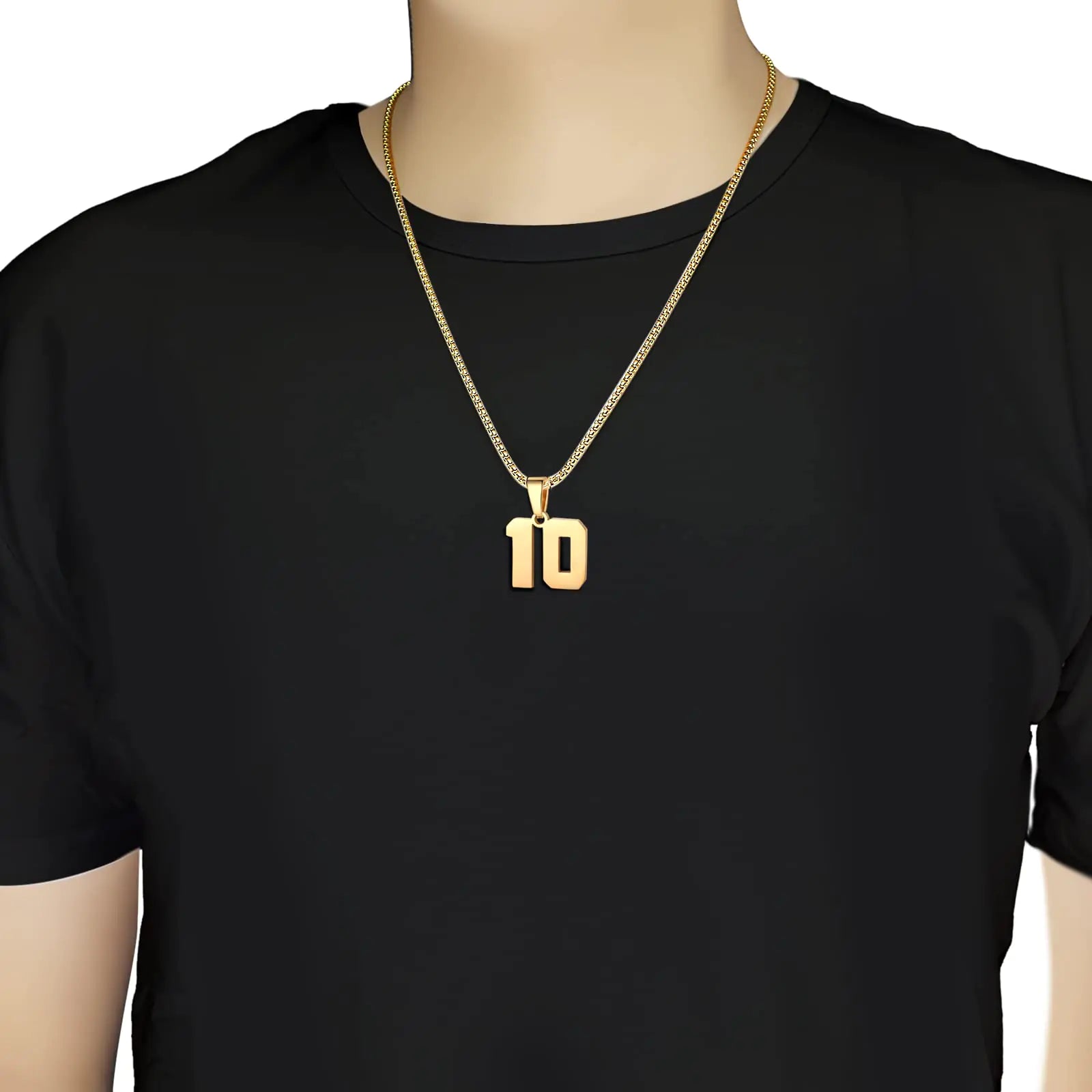 Number Necklace for Boy Black Athletes Number Stainless Steel