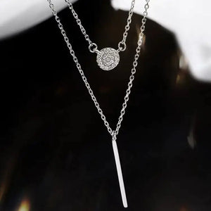 S925 Silver Color Double Chain Long Stick Micro Pave Zircon