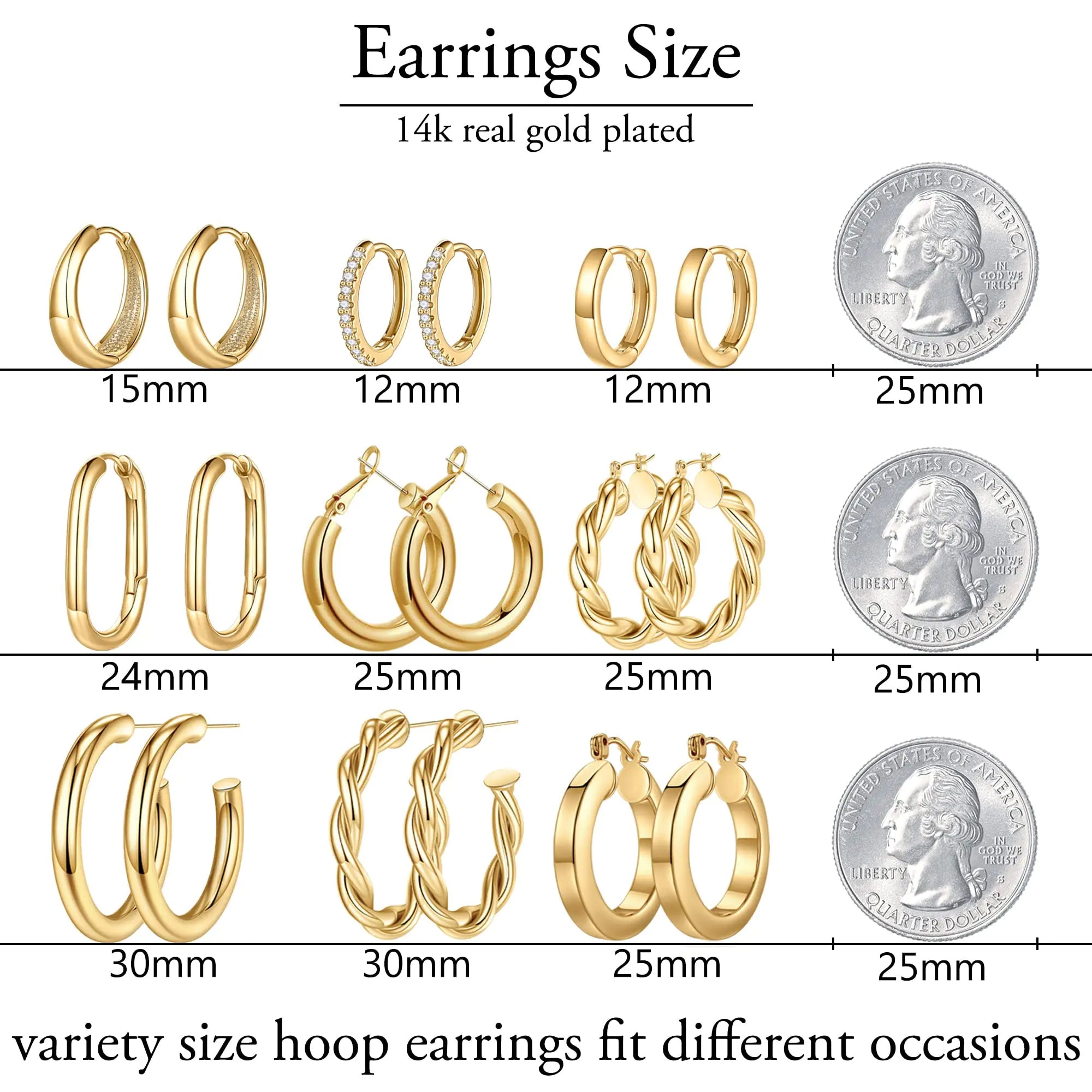 Yesteel 9 Pairs Gold Hoop Earrings for Women, 925 Sterling Silver