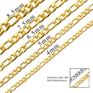 Figaro Chain Necklace Stainless Steel Real Gold