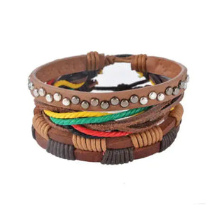 Leather Bracelet Men Multilayer Bead Bracelet Punk Wrap Bracelets for Women Vintage punk Men Jewelry